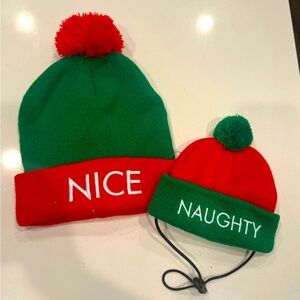 Nice & Naughty🎄 Dog Hats - Matching Human/Pet Beanies 🐶 👒  NWOT